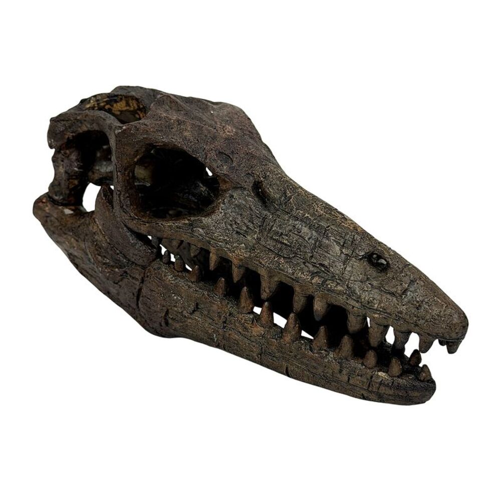 Mosasaurus Statue Brown Resin Prehistoric Tabletop Decor 7.5 Inch
